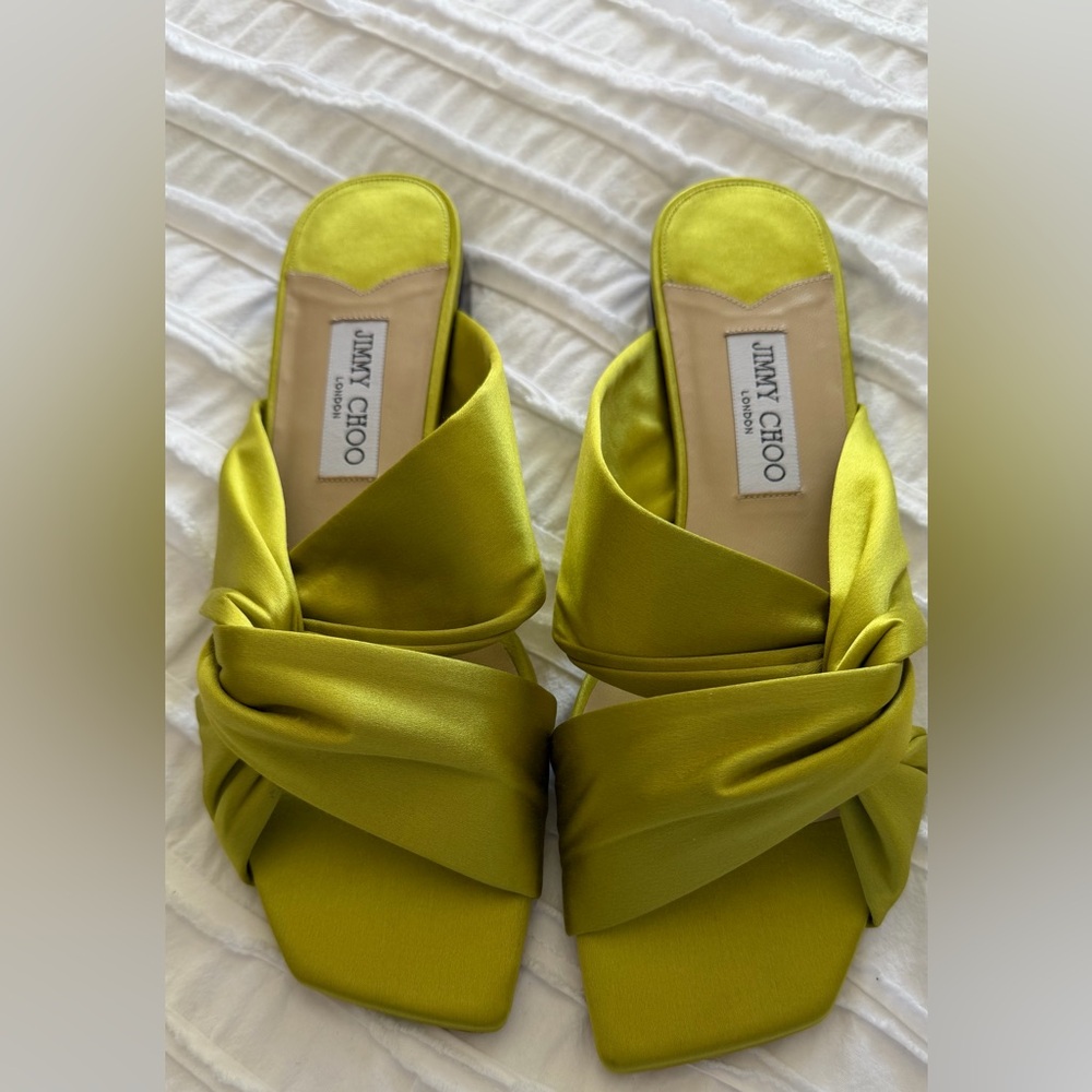 Jimmy Choo Lime Green Satin Narisa Flat - Picture 4 of 4